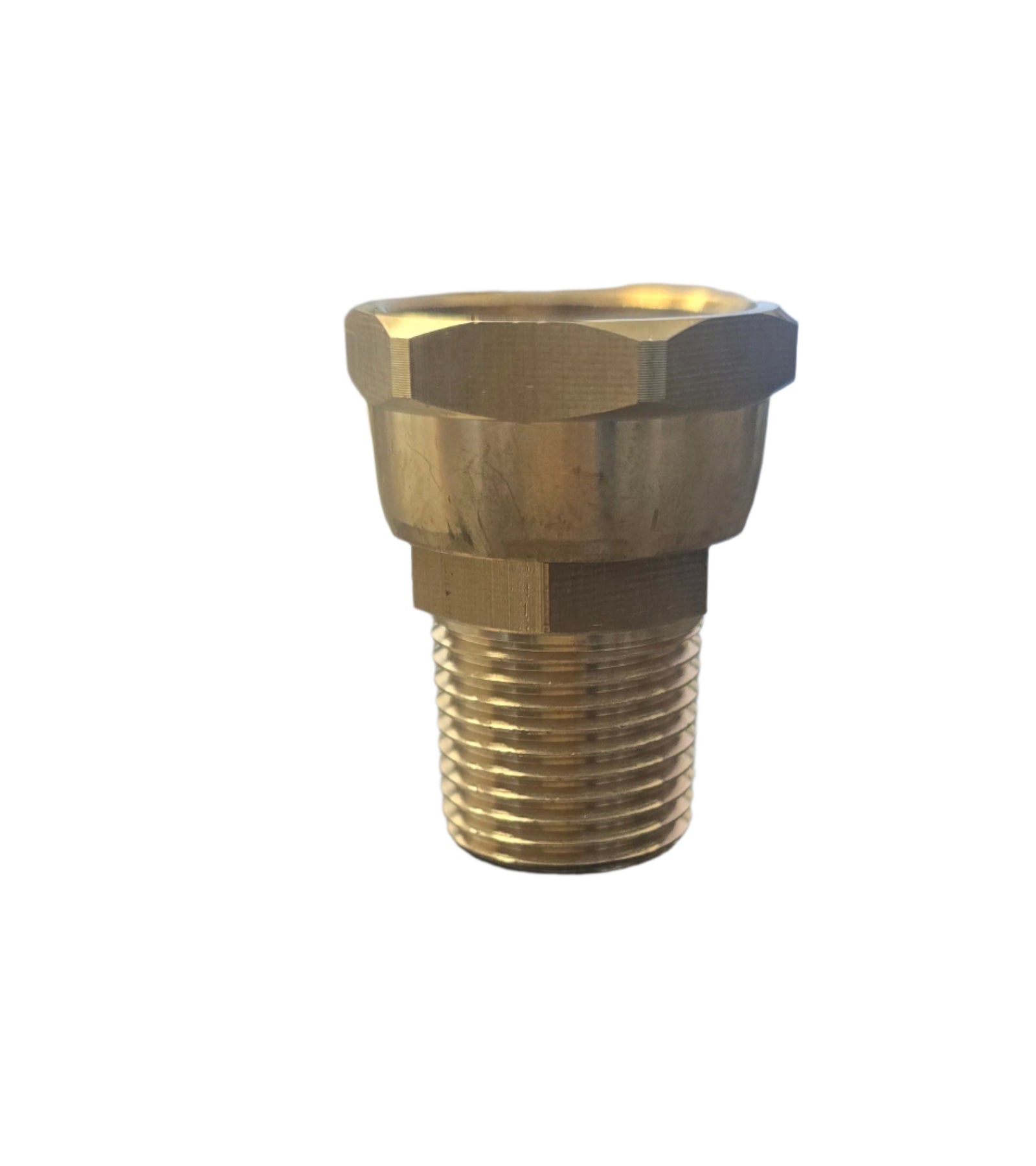 5082 Brass Swivel Adapter – ½″ NPT to ¾″ GHT Hose Fit