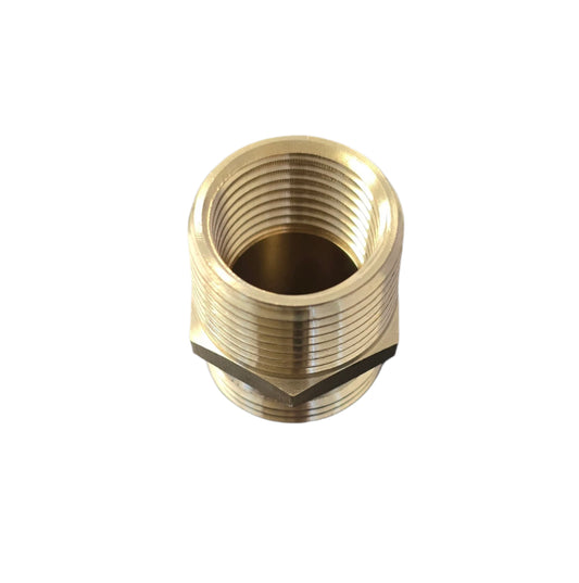 5079(A) Brass Adapter – ¾″ M NPT to ¾″ GHT + ½″ F Combo