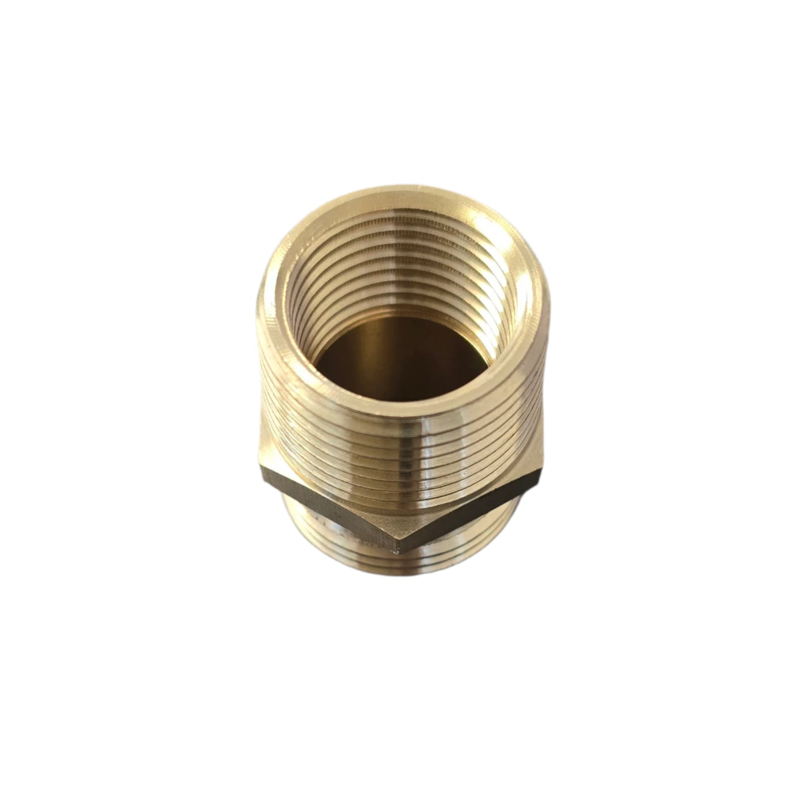 5079(A) Brass Adapter – ¾″ M NPT to ¾″ GHT + ½″ F Combo