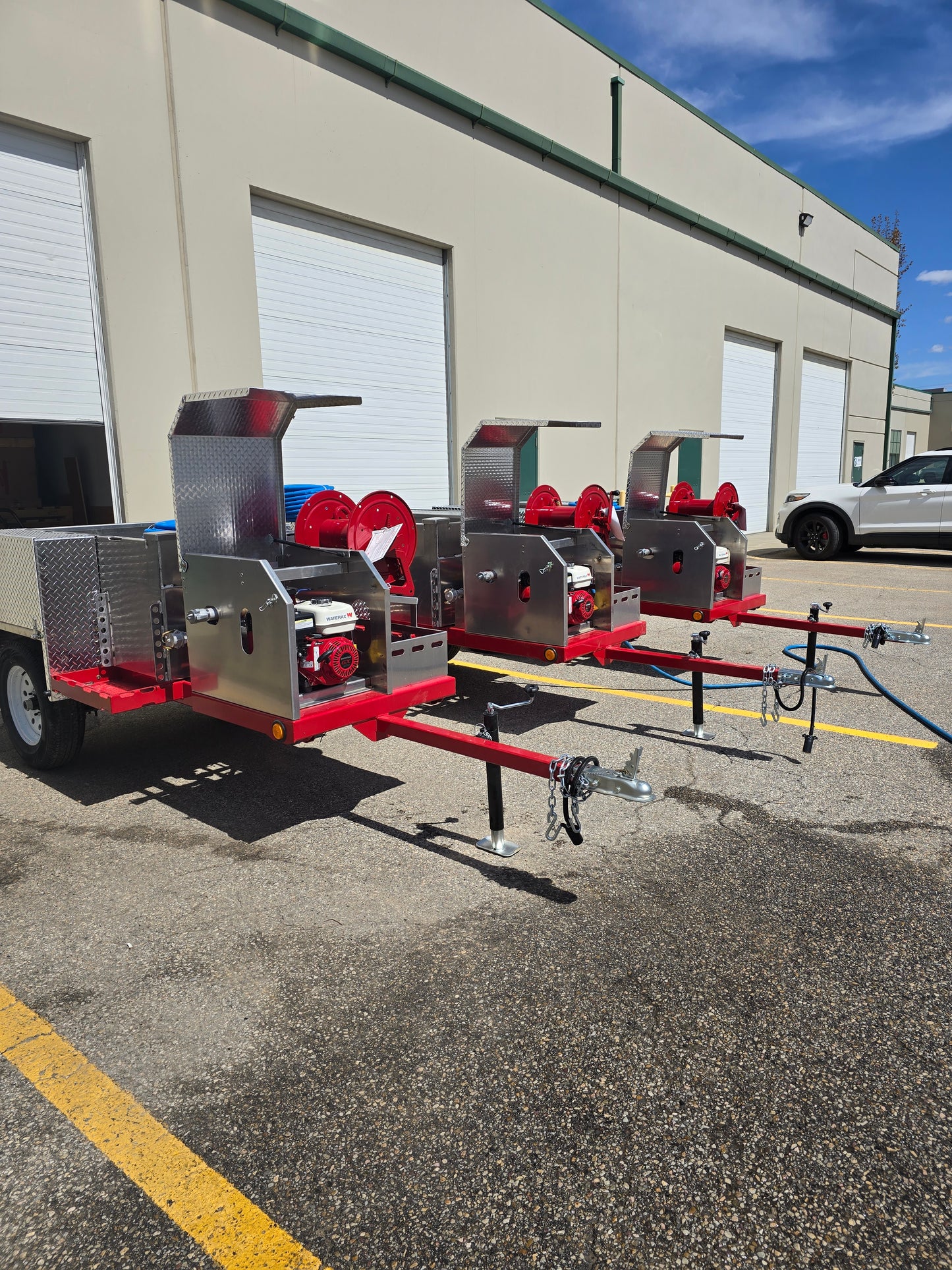 125 Gallon Custom Wildfire Apparatus – Rear View Showing Aluminum Baffled Tank, Forestry Discharge, and Quick-Deploy Hose System