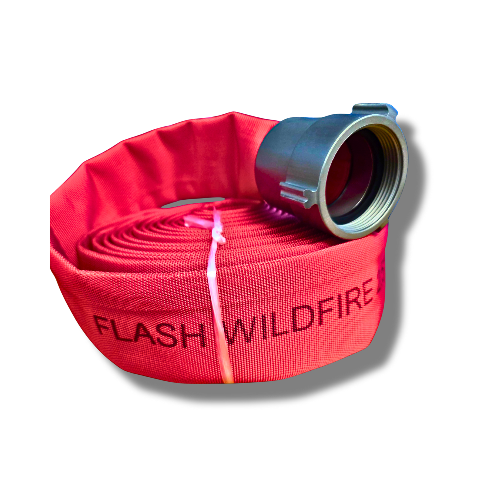 50ft 2.5" Red Single Jacket Hose, PU Lining, C/W Alum BAT 300PSI