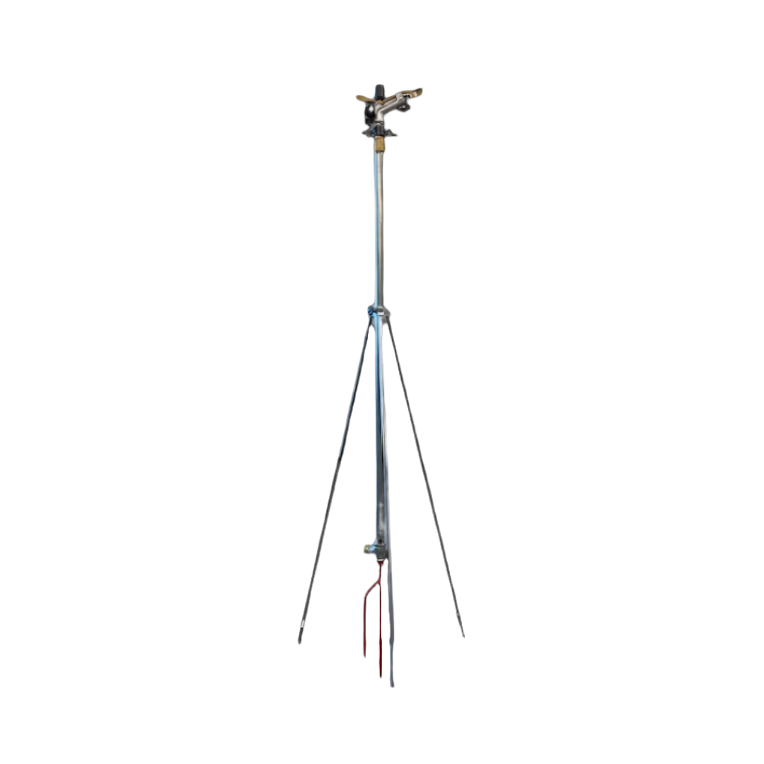 Adjustable Tripod Sprinkler – 1″ Riser for Wildfire Coverage