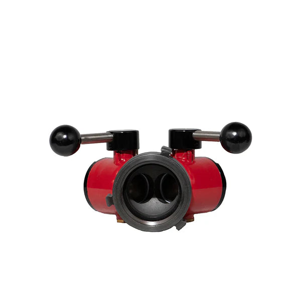 2.5" F Swivel BAT Inlet x (2) 1.5" M NPSH Outlet 2 Way Ball Valve
