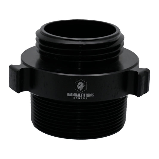 Black pipe fitting with National Fittings Canada logo on a white background