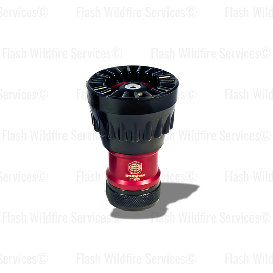 S & H Brand red 1.5" NPSH Dual-Range Nozzle for wildland firefighting