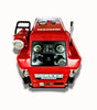 Angled iso view of the Shibaura P572 portable fire pump with gauges and exterior housing.